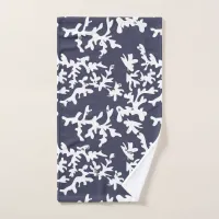 Cool Scuba Blue White Coral Reef Pattern Hand Towel