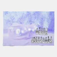 Merry Christmas Snow People Font, Blue Tint Snow Kitchen Towel