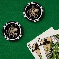 Steampunk Octopus & Rusty Clockwork Gear Poker Chips