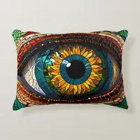 Cute Mosaic Stained Glass Eye design  Accent Pillow