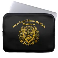 Gold Bison With Floral Design Laptop Sleeve