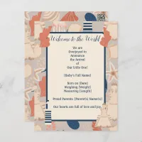 Baby on Board Nautical Birth Announcement  Postcard