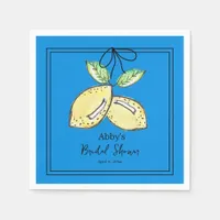 Watercolor Lemon Blue Main Squeeze Bridal Shower Napkins