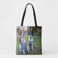 Patriotic Dogs & Fireworks All-Over-Print Tote Bag