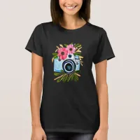 Personalized Photography Vintage Camera Flowers T-Shirt