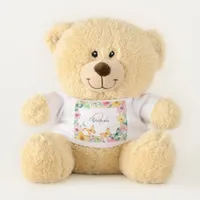 Floral Frame Monogrammed Elegant Pretty Chic Teddy Bear