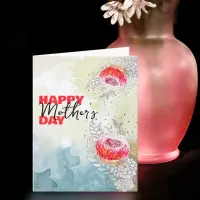 Red Watercolor and Black Ink Florals Mother's Day Card