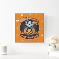 Happy ghost from a pumpkin for Halloween Square Wall Clock