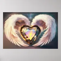 *~* Heart White Angel Wings AP78 Opal Topaz Poster