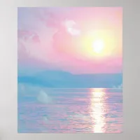 Magical landscape in pink sunset     poster