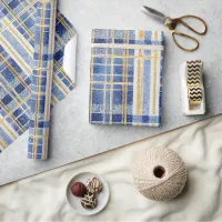 Blue Gold Christmas Pattern#2 ID1009 Wrapping Paper