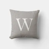 Rustic Gray Burlap Monogram Throw Pillow