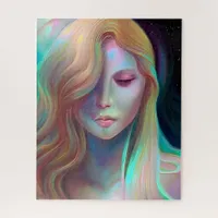 Pearlescent Fantasy Ai Art Pretty Ethereal Woman Jigsaw Puzzle