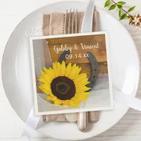 Rustic Sunflower Horseshoe Country Western Wedding Napkins