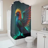 Cute colourful Phoenix bird of reds and blues Shower Curtain