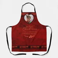 RED Christmas Photo Grandma Apron