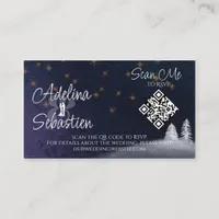 Winter Night Two Photo Online RSVP QR Code Wedding Enclosure Card