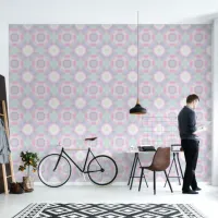 Pastel Pink And Aqua Geometric Watercolor Wallpaper