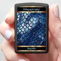 Glinting blue snakeskin patterns zippo lighter