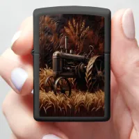 Antique Tractor in Wheat Field Zippo Lighter