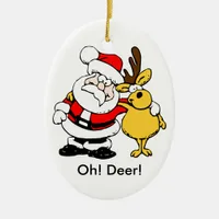 Santa and Deer Odd Couple Ornament