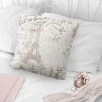 Vintage French Romance Collage Pink ID226 Throw Pillow