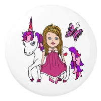 Magenta Princess, Butterfly  and Unicorn Ceramic Knob