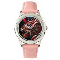 Fire breathing dragon red and gold scales watch