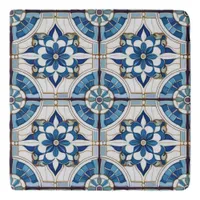 Ornate Moroccan Tile Pattern#4 Blue White ID1078 Trivet