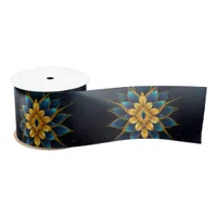 Elegant Sapphire and Gold Floral Wedding Satin Ribbon