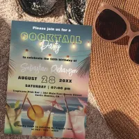 Tropical Chic Sunset Cocktail Birthday Party Invitation