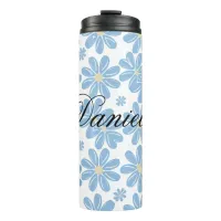Blue Floral Pattern - Personalized Thermal Tumbler