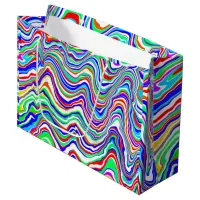 Red, Green, Blue, White Abstract squiggly Birthday Large Gift Bag