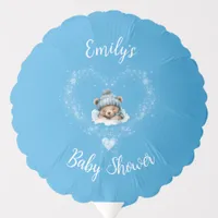 Snow Excited Blue Teddy Bear Baby Shower Balloon