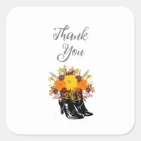 Modern Sunflower Rustic Country Wedding Square Sticker