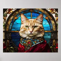 *~* AP68 5:4 Cat Feline Watercolor Stained Glass Poster