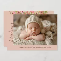 Spring Blooms Pink Floral Sweet Baby Girl Birth An Announcement