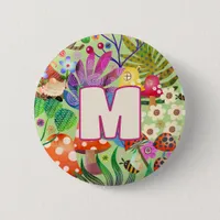 Cute Colorful and Bright Enchanted Woodland Forest Button