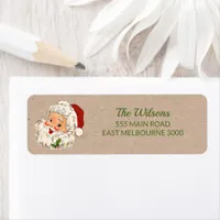 Kraft Vintage Santa Cute Return Address  Label