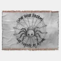 Cute Spider Inspirational Quote Monogram on grey | Throw Blanket