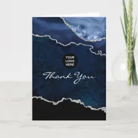 Navy and Silver Agate Precious Stone Thank You Card