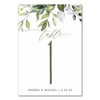 Wedding Botanical Watercolor Greenery Nature Table Number