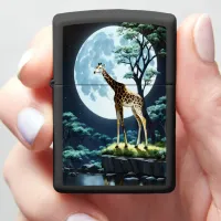 Giraffe Under The Full Moon Zippo Lighter