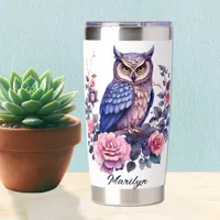 Mystical Owl and Floral Insulated Tumbler