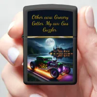 Hot rod racing by a night lake zippo lighter