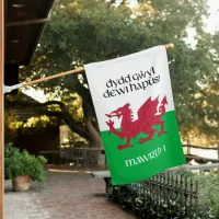 Happy St. David's Day Red Dragon Welsh Flag