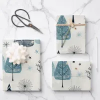 Winter Wonderland: Blue and White Christmas Tree Wrapping Paper Sheets