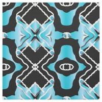 Tribal Contemporary Turquoise Black White Pattern Fabric