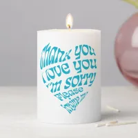 Ho'oponopono Heart-Shaped Text Pillar Candle