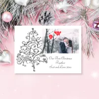 Silver Tone Tree First Christmas Together Photo Holiday Card